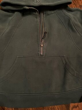Lululemon scuba Dark Green/ blue Half-Zip Hoodie with Kangaroo Pocket